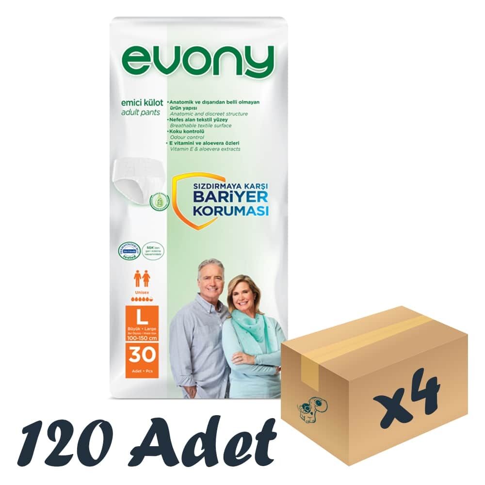 Evony Emici Külot Yetişkin Hasta Bezi L 30 Lu 4 Paket
