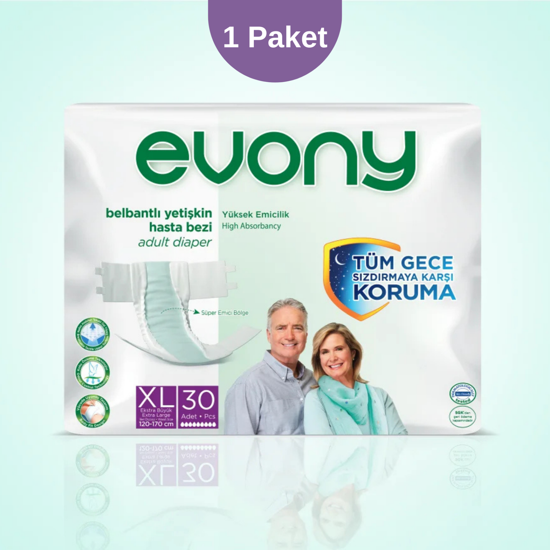 Evony XLarge Hasta Bezi 1 Paket 1x30 30Adet